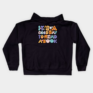 it's a good day to read a book funny floral groovy Kids Hoodie
